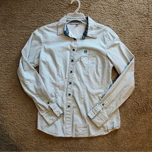 Women’s Cinch Large Teal/White Western Button Down